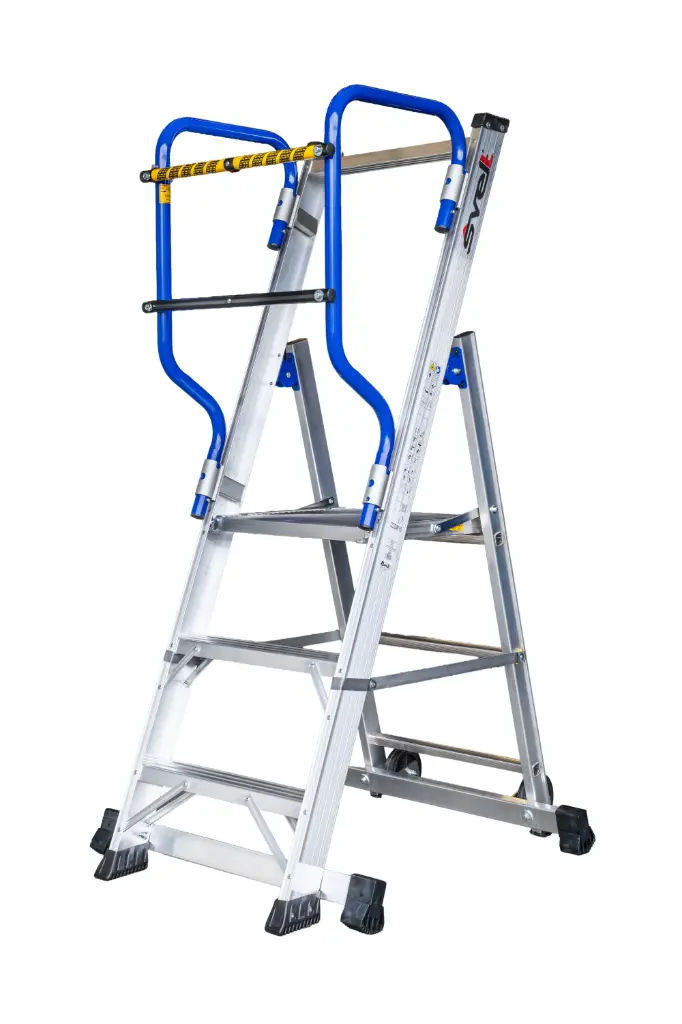 [SMOBY403] SVELT Moby Aluminium Ladder incl. foldable aluminium handrails & double closing bar (3 steps 0,76 m 13,1 kg)