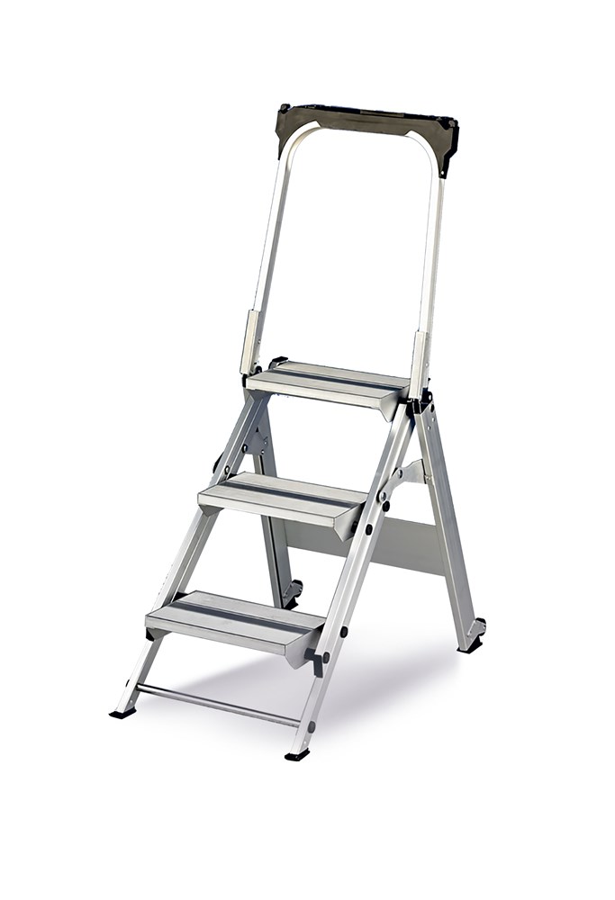 [SRECORD03T] SVELT Record Pro-Klappbare Stufen-Stehleiter mit Handlauf 3 bis 5 stufen (3 stufen 0,66 m 9,5 kg)