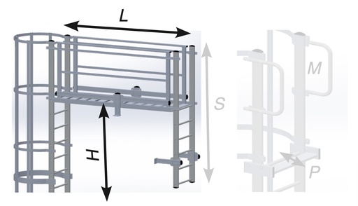 [SGPS0900] SGPS0900 - SVELT Afstap met brug en beveiliging L: 900 - H: 500 mm
